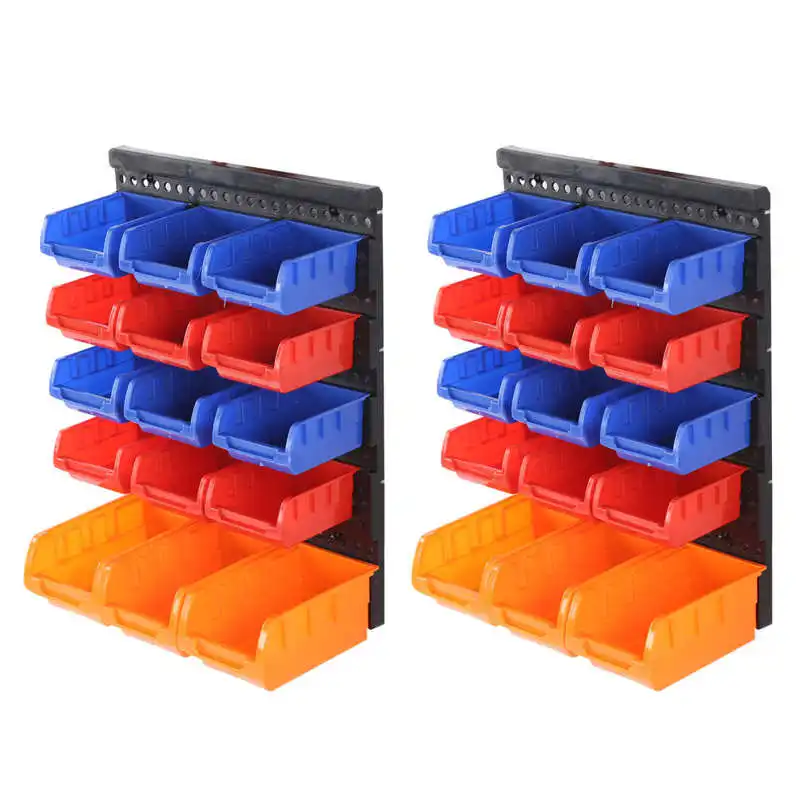 

Shelfs 30Pcs Wall Mounted Storage Bins Set Garage Workshop Tools Holders Organiser Rack Warehouse shelfs tool