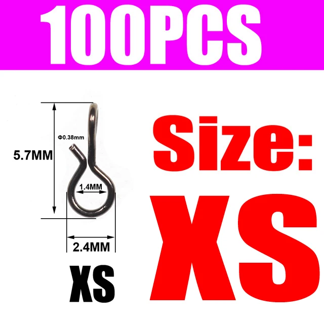 100pcs size XS Wifreo 100 шт. рыболовные снасти для ловли нахлыстом, быстросменная защелка для ловли мух, крючок и приманки, наживка черного цвета, Высокоуглеродистая сталь для рыбалки - Цвет: 100pcs size XS
