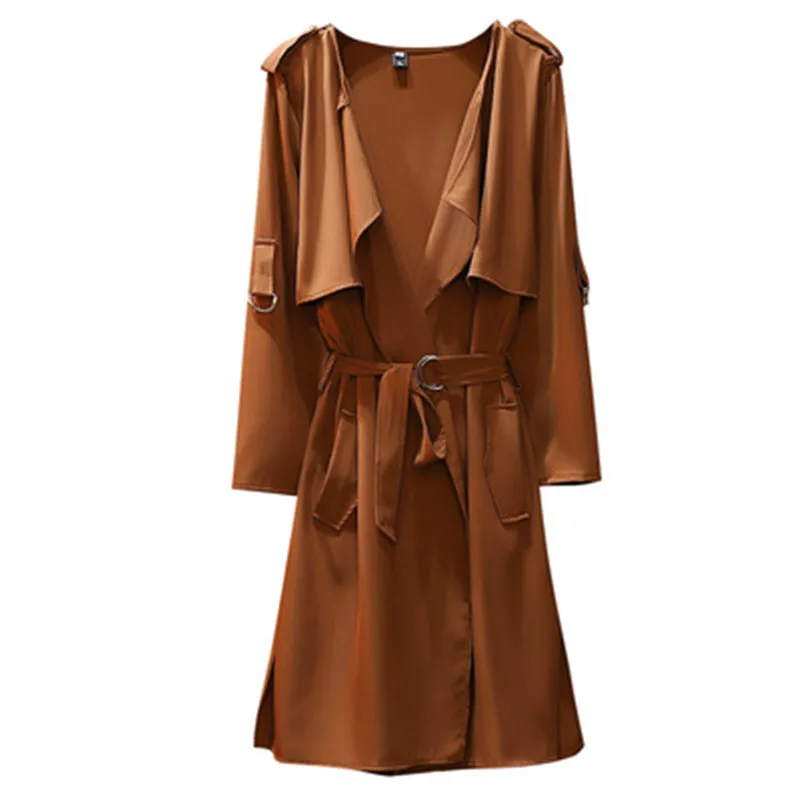 

Женское длинное пальто, однотонное пальто в стиле Харадзюку с отложным воротником, весна 2019