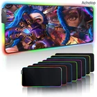 Коврик для мыши Arcane Jinx Vi RGB, игровые аксессуары, большой компьютерный коврик для мыши с подсветкой, светодиодный игровой коврик 900x400 для LOL, Настольный коврик