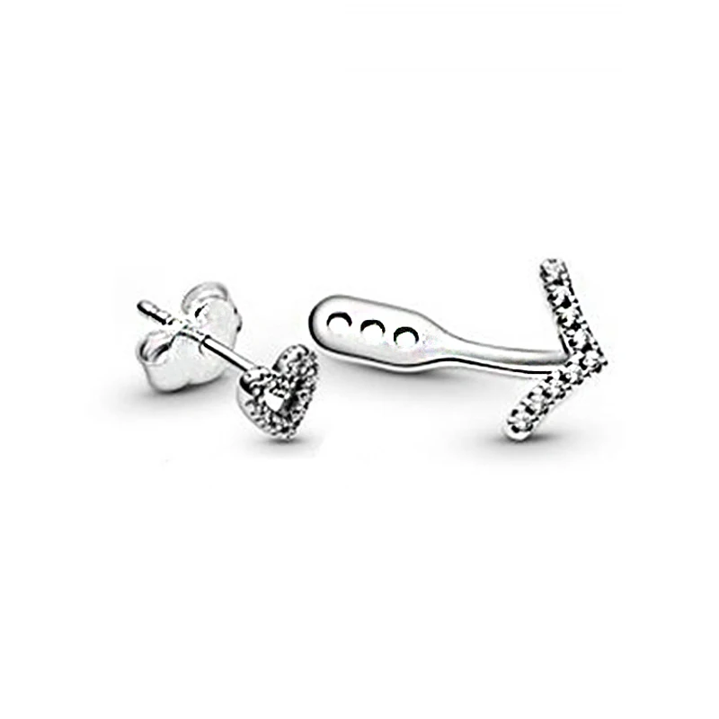 

2021 New Arrivals Fashion 925 Sterling Silver Earrings Sparkling Arrow Heart Stud Earrings Women Valentine's Day Jewelry Gift