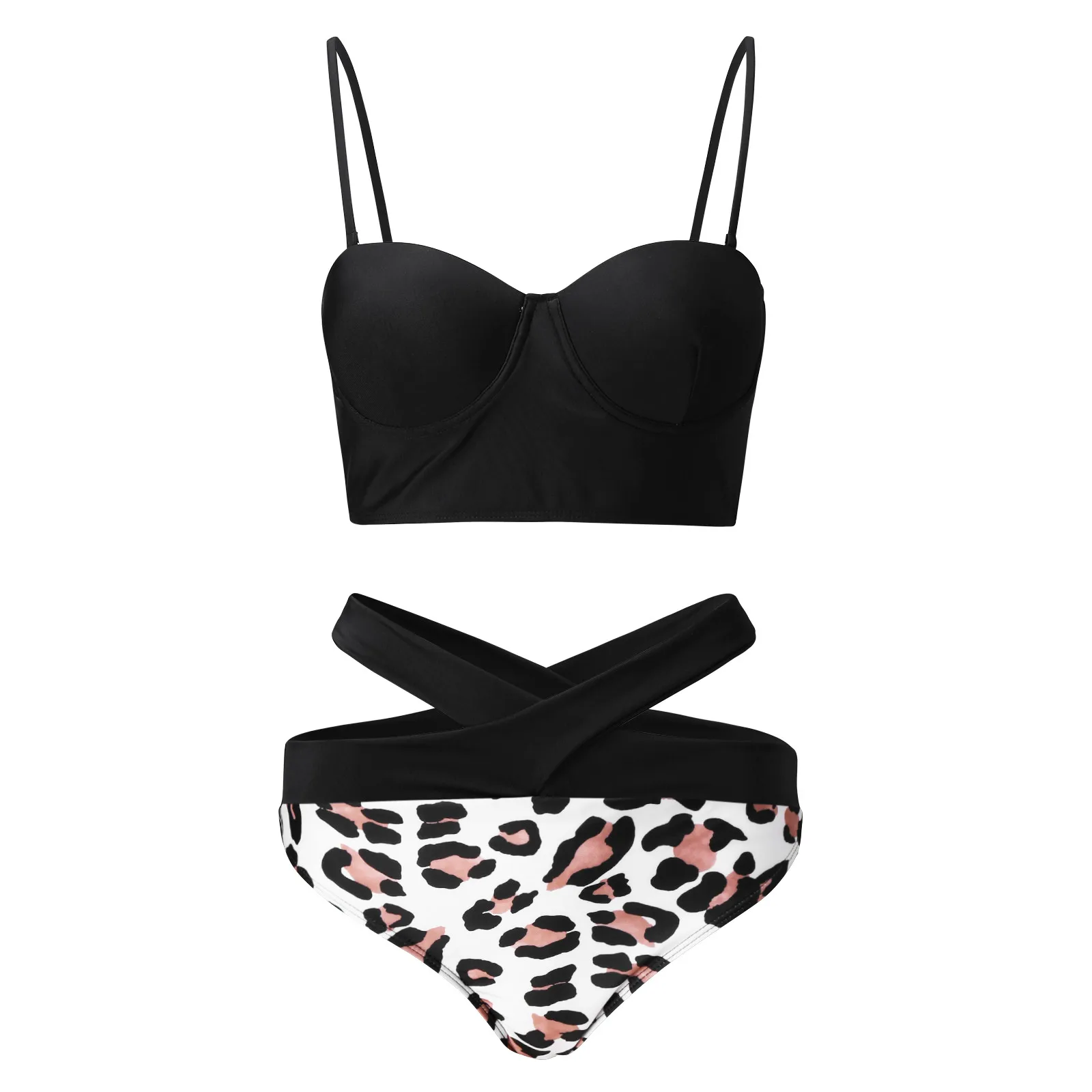 Модный женский винтажный купальник из двух частей жесткий с лямкой на шее и