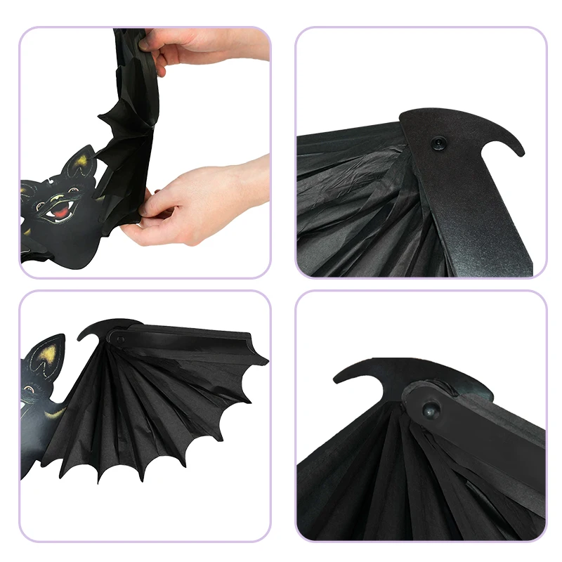 

1/2pcs Halloween Paper Bat Hanging Pendant Halloween Party Bat Lantern Ornament Festival Home Room Outdoor Bar Decoration Props