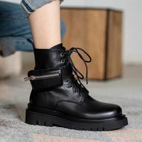 2021 genuine leather boots winter shoes women pupular safty boots high top leather boots thick bottom platform pocket martin
