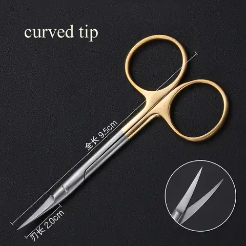 Ножницы для двойного века с золотой ручкой, 9,5 см, из нержавеющей стали, хирургический инструмент для офтальмологической хирургии