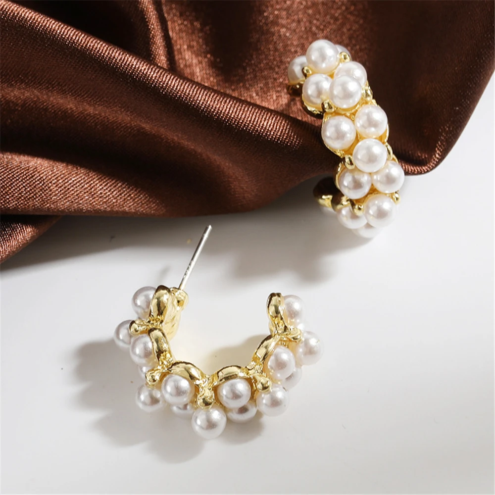 

NEW Fashion Han Edition Pearl Earring Femininity Contracted Alloy Geometric Earrings Jewelry Accessories