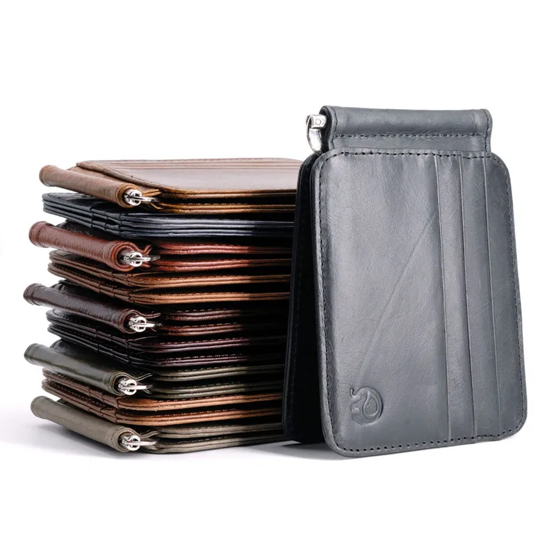 Wholesale Vintage Wallet Money Clip Men Genuine Leather Clamp for Holder Cash Credit Card Case 12 Pocket Cards | Багаж и сумки