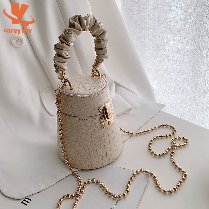 

Сумка-мешок CAREY из искусственной кожи с крокодиловым тиснением, модный саквояж на плечо с цепочкой, роскошные дизайнерские дамские сумочки