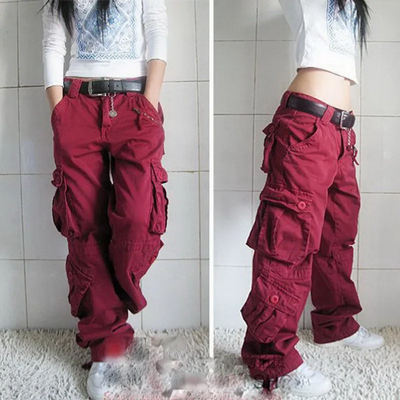 2021 New Cargo Cants Women  Hip Hop Loose Trousers Outdoor Multiple Pocket Baggy Leisure Female Cargo Pants