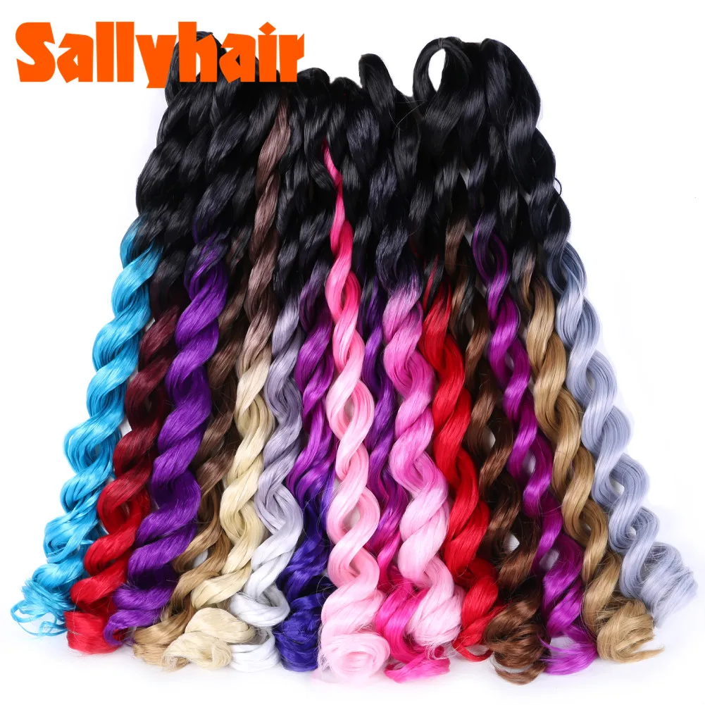 Волосы для наращивания Sallyhair волнистые косички синтетические Омбре цветные