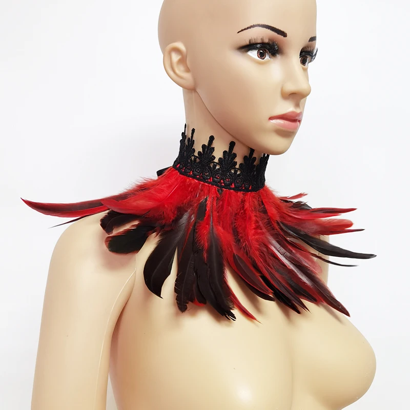 Кружевной воротник с перьями имитация викторианской готики воротник-чокер