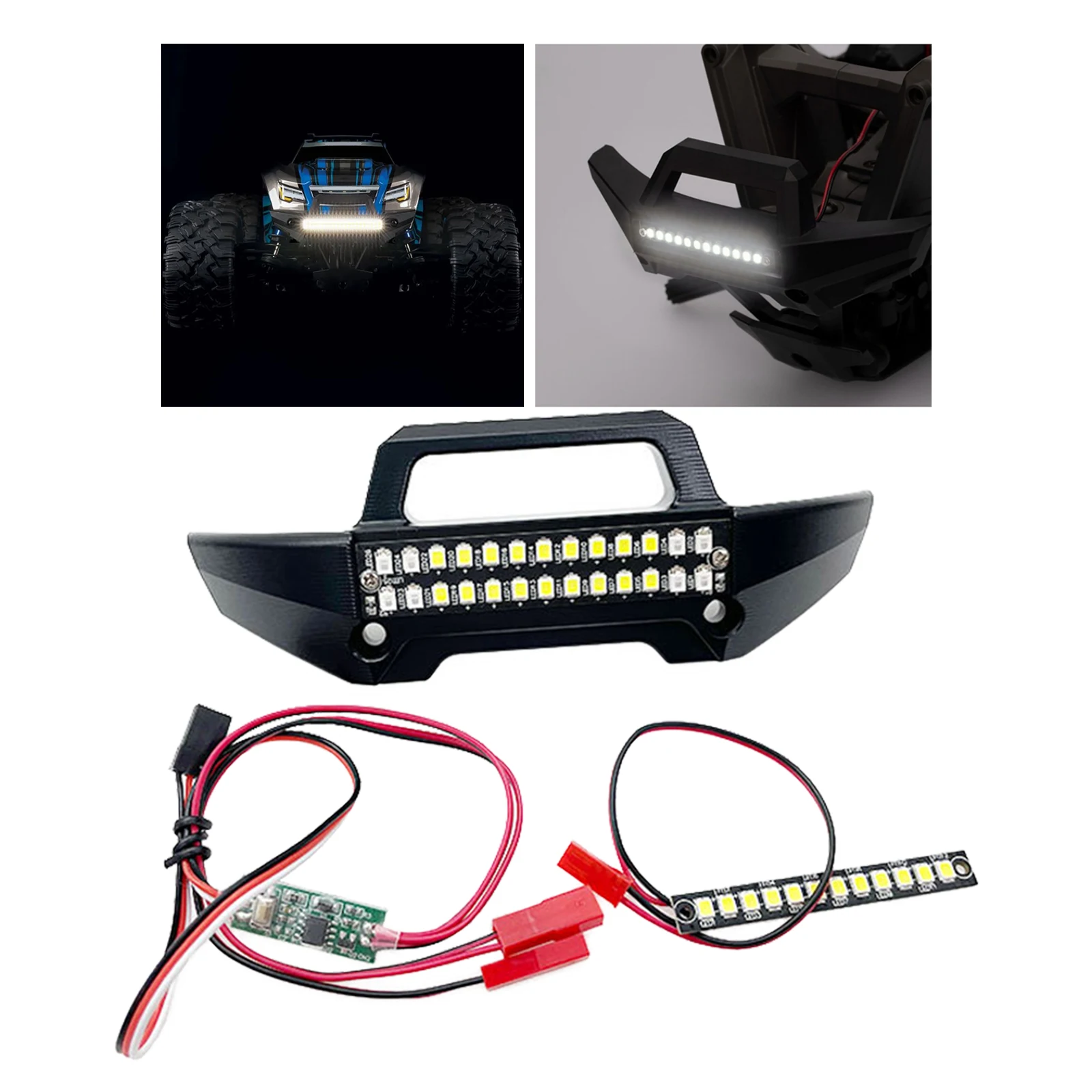 

Rear Bumper w/ Light & Front Light Bar Set for MAXX Scale RC Car Truck