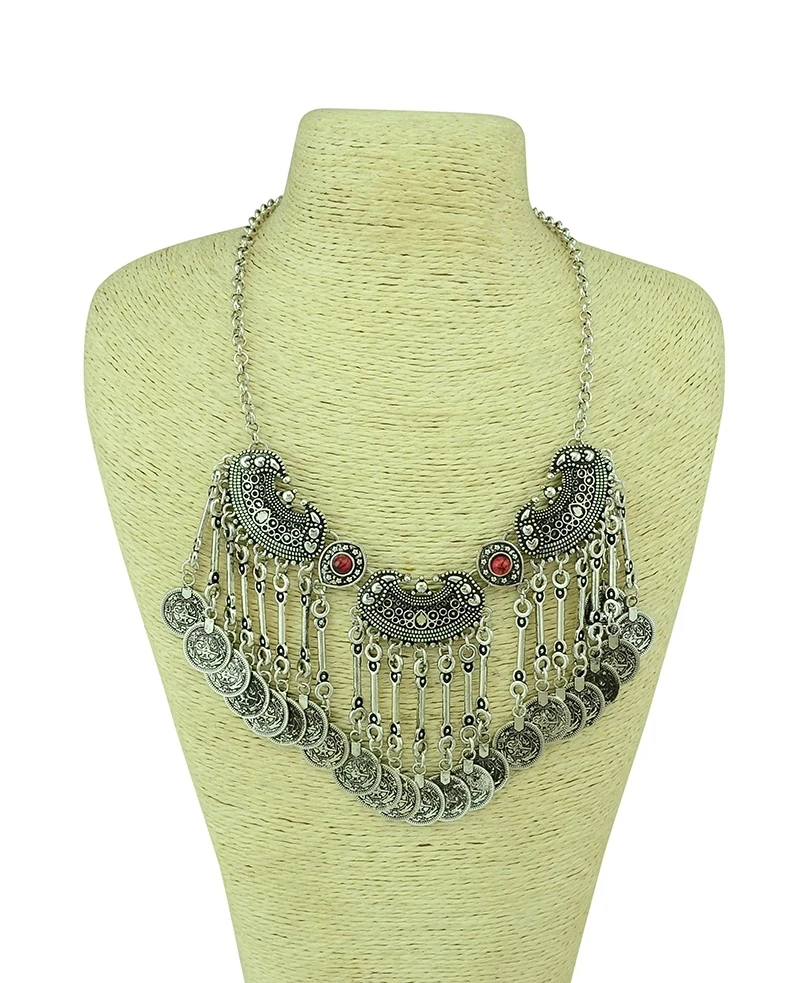 Цыганская Этническая бижутерия модное ретро серебряное античное ожерелье с