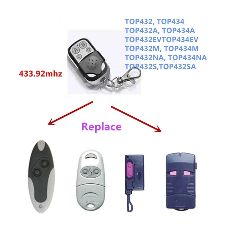 TOP432EE TOP434EE TOP432NA TOP432EV Топ 432NA 432ee 432ev гараж дистанционного управления Клонирование универсальные электрические ворота брелок
