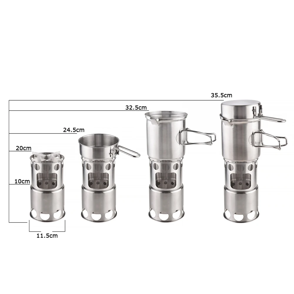 Портативная уличная дровяная плита набор для кемпинга посуда путешествий