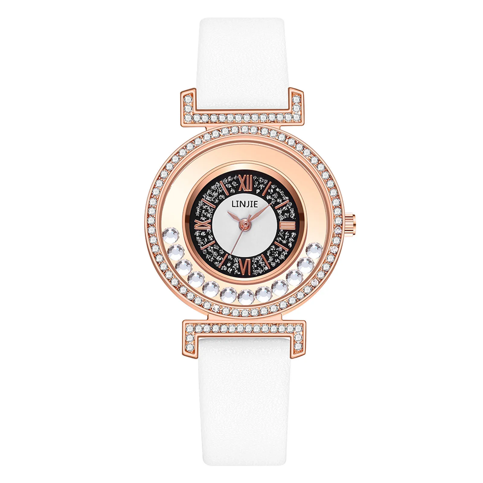 

LINJIE Ladies Fashion Quartz Watch Leather Strap Watch Analog Watch Set montre femme relojes para mujer