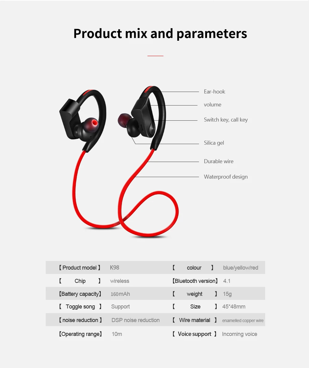 FBYEG K98 8 часов bluetooth наушники беспроводные bluetooth наушники Спортивная гарнитура стерео fone de ouvido с микрофоном для телефона музыка