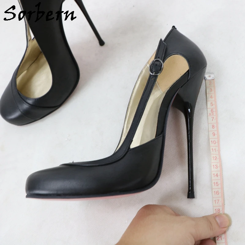 Sorbern Sexy Round Toe Women Pumps 16Cm Metal Stilettos High Heel Hollow Out Side Slip On Shoes Custom Colors Real Leather