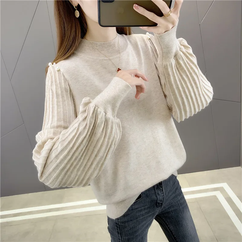 

Hall no. 3 in 1 18993 】 make solid color and a half high collar nail bead pullovers [1131] 54