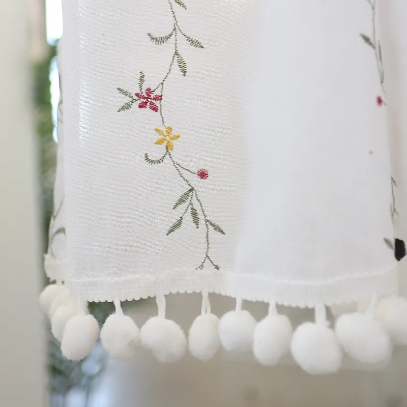 Короткие занавески в пасторальном стиле белая Тюлевая занавеска с имитацией