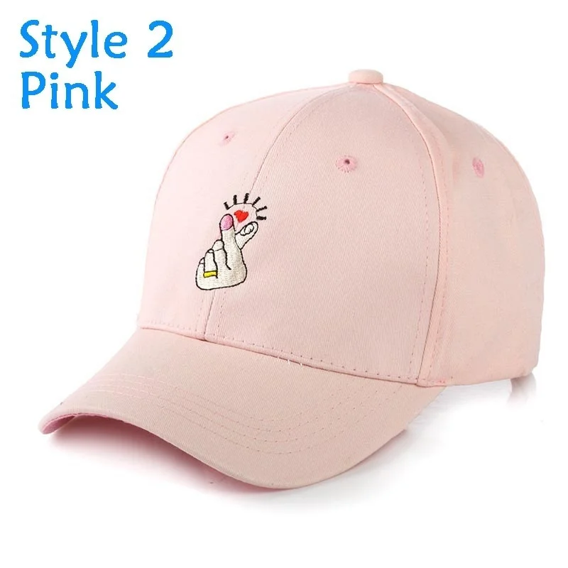 style2 pink 2 стиля пальцев любовь жесты спортивная шапка Регулируемая Snapback бейсболка KPOP Strapback Trucker шапки унисекс Флиппер сердце - Цвет: style2 pink