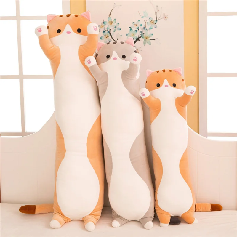 

Cute Cat Plush Toy Teddy Bear Kawaii Doll Anime Bear Stuffed Toy Hug Stuffed Animals Pillow Long Cat Doll Lazy Hug Sleeping Doll