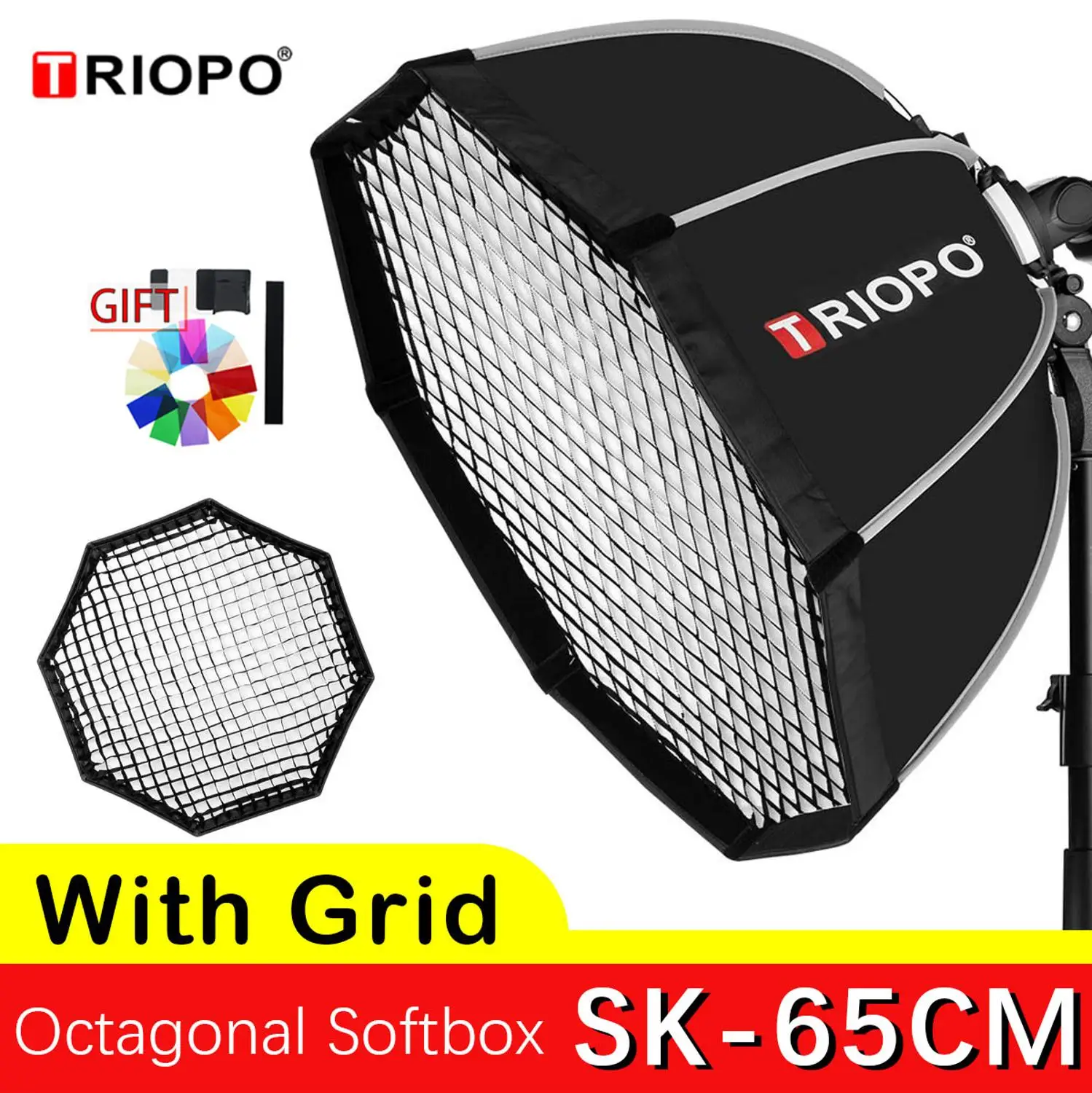 Триопо 65 см восьмиугольник софтбокс сетка зонтик с ручкой для Godox On Camare Flash speedlite