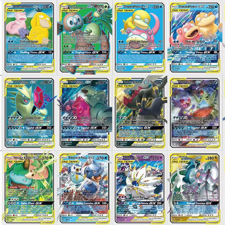 60 шт./компл. Tag team EX Mega GX Shining Pokemon Cards Battle Game детская коллекция