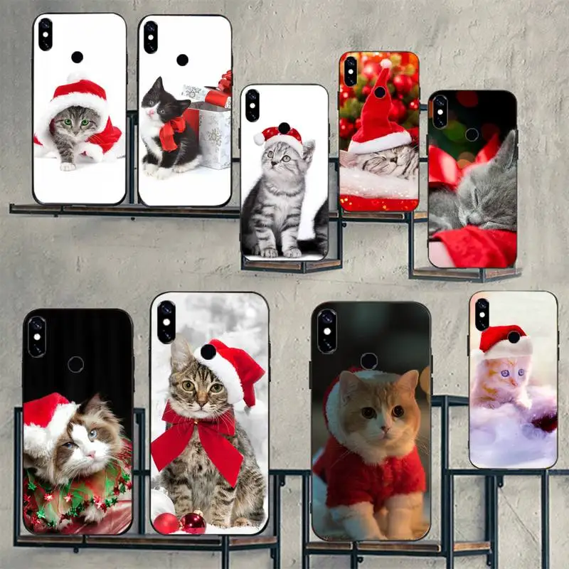 

Merry Christmas cat cute animal Phone Case For Xiaomi Redmi note 7 8 9 11 t s 10 A pro lite funda shell coque cover