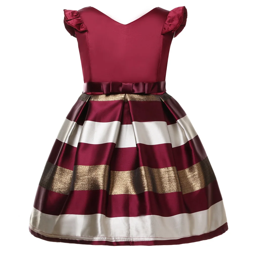 Летнее свадебное платье в полоску без рукавов с цветочным узором для девочек