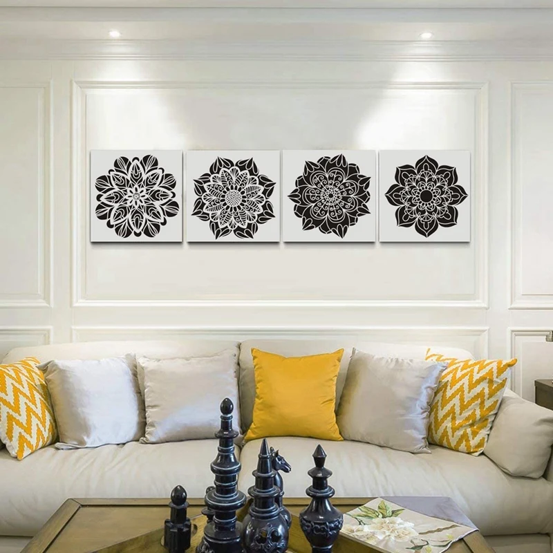 

6 Pcs DIY Painting 30X30cm Vintage Flower Pattern Stencils Template for Tile Wall Floor Furniture Painting Decor