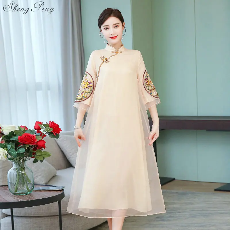 Женское атласное вечернее платье Чонсам китайское Восточное qipao платья традиционное китайское ретро платье V1695