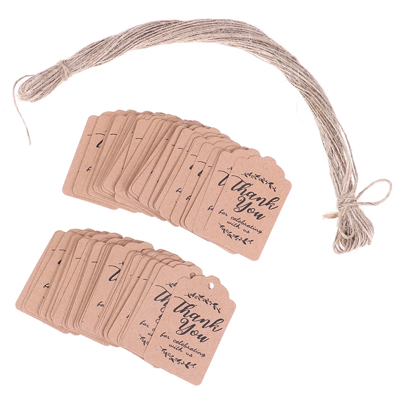 100 шт DIY крафт бумажные бирки для подарков спасибо за празднование Лейбл