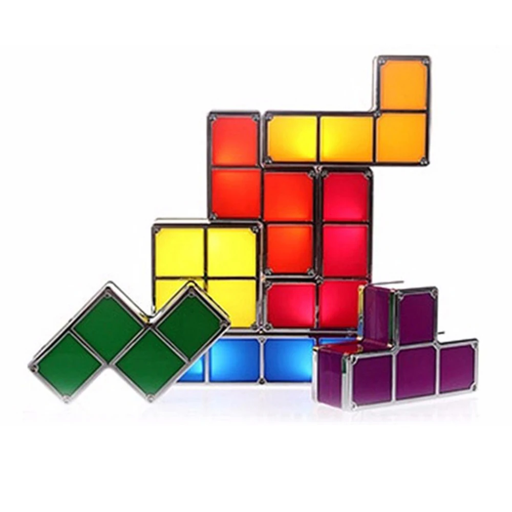 

Tetris Block Night Light Full Contact DIY Stackable Atmosphere Lamp Christmas Gift LED Light Energy Saving Colorful Decorate