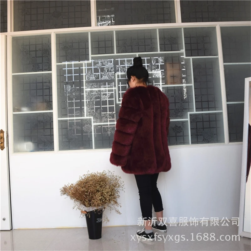 

YOSICIL Luxury Turn Down Fur Collar Furry Faux Fox Fur Coat Winter Women Plus Size Faux Fur Jacket Thick Warm Women Clothes 2021