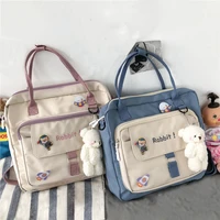 women shoulder bag 2022 cute nylon tote bag girl shopper crossbody bags embroidered letter multifunctional student book handbags