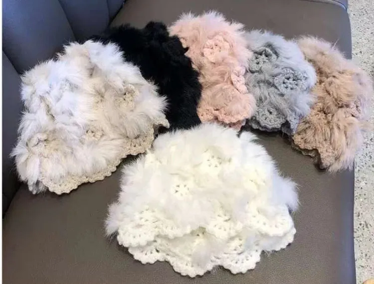 

202107-boda зимние теплые вязаные женские шапочки с цветочным узором из кроличьей шерсти для отдыха облегающие шапки шапка женская крутая шапка