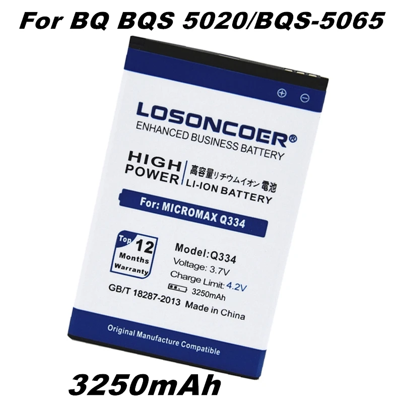 LOSONCOER 3250 мАч Q334 хорошее качество телефона батарея для Micromax Q334 BQ Strike BQS-5020 strike BQS 5020 BQS-5065 BQS 5065
