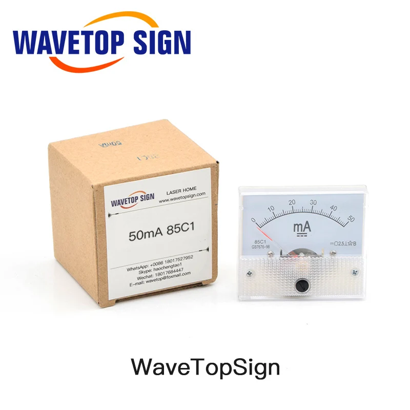 

WaveTopSign HUA Амперметр 30 мА 50 мА 85C1 DC 0-50 мА Аналоговый усилитель панели Ток для станка для лазерной гравировки CO2