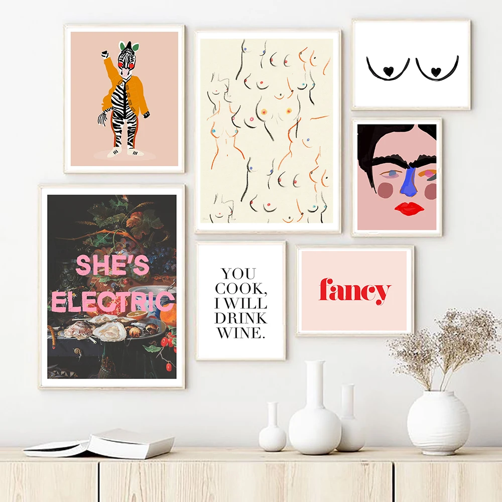 Скандинавский абстрактный постер с зеброй лицевая грудь холст живопись