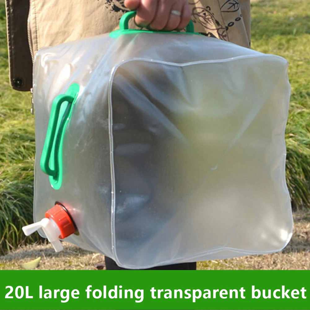 

20L Outdoor Camping Foldable Bucket Collapsible Water Bag Container Folding Bucket With Tap Portable Water Bag Water Storage Bag