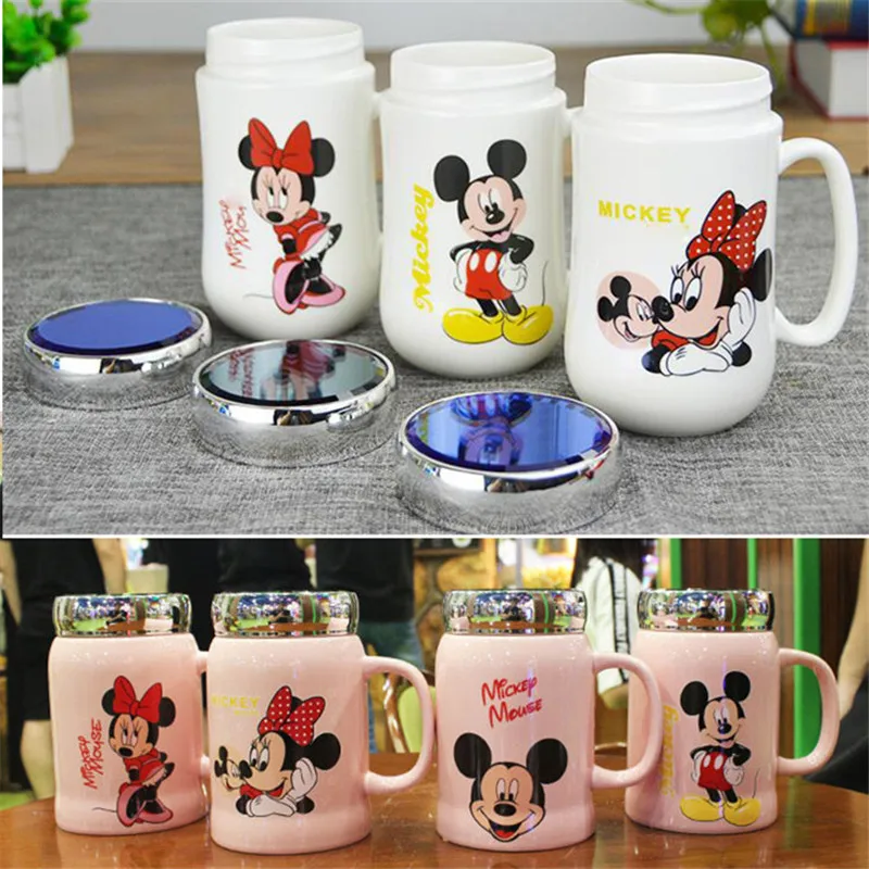 Новый 350 мл Disney Микки и Минни Маус керамика кружка с крышкой домашнего офиса чашки