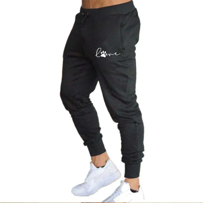 Spring Autumn Men's Sweatpants Fitness Breathable Casual Love Cat Paw Print Oversize Sport Trousers Male Jogging Pants Plus Size