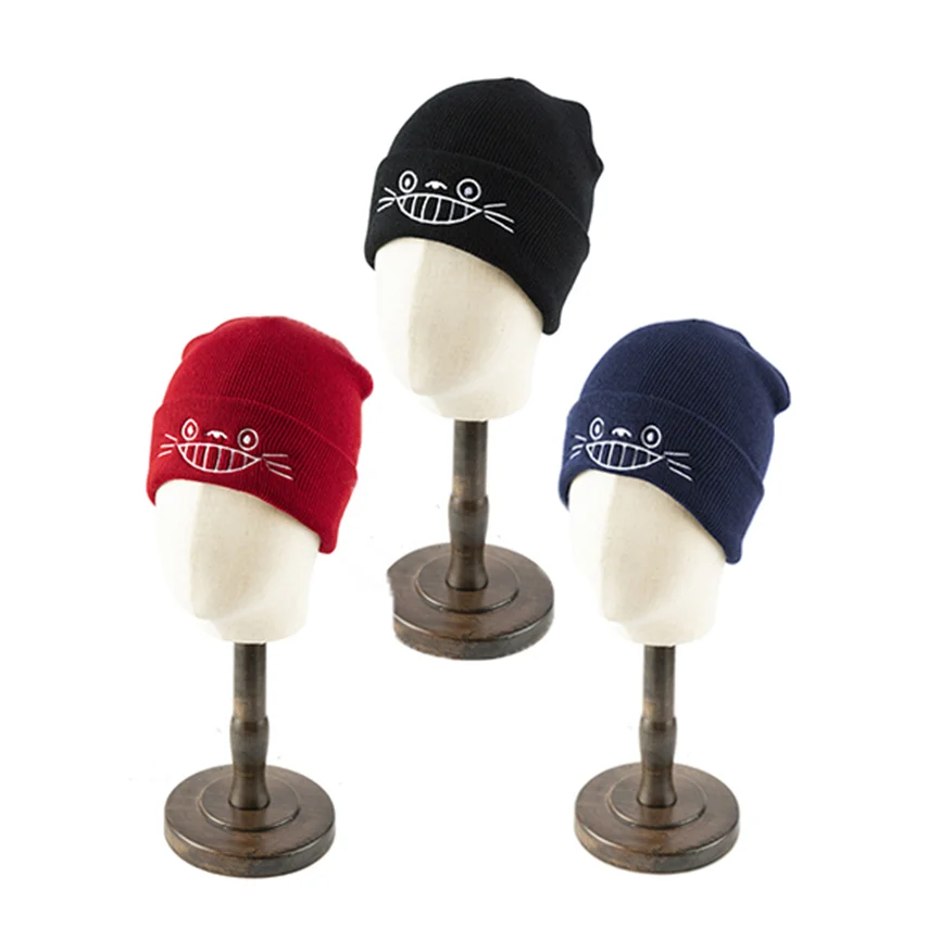 Сезон осень зима С рисунком Тоторо Acryli с вышивкой в виде кота вязание унисекс