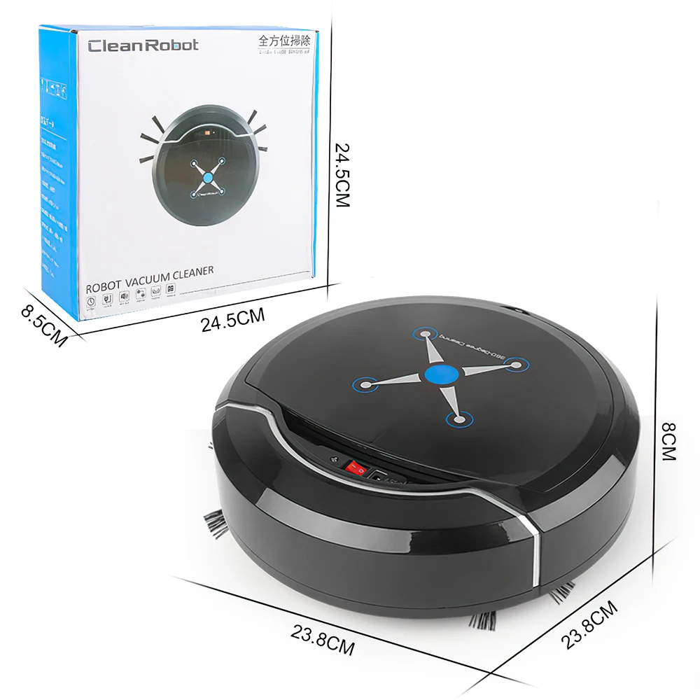 

Home Robot Vacuum Cleaner Automatic Aspiradora Robot Intelligent Floor Sweep Floor Dirt Dust Hair Cleaner Robot USB Charging