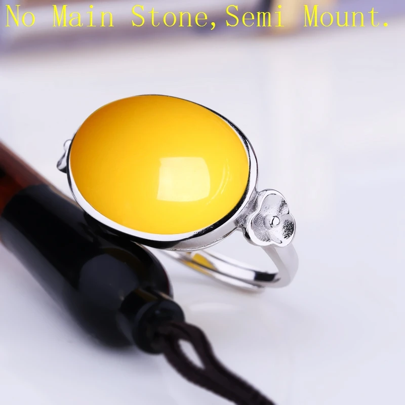 Овальный полукольцо с кабошоном серебристое 12x16 мм подходит для янтарной бусины