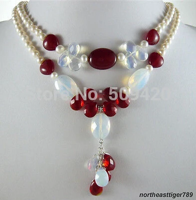 Бесплатная доставка&gt белый жемчуг Опал Красный кубический цирконий нефрит