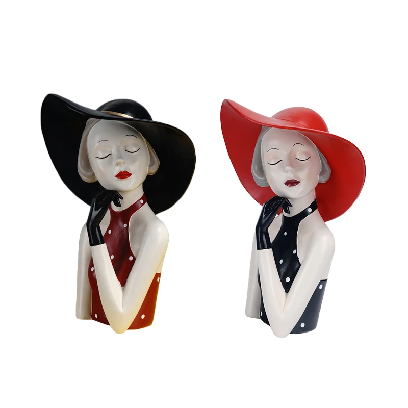 

Modern Ceramic Statue Tsundere Woman Home Decor Decorative Sculpture Figurines for Interior Nordic Living Room Decoration 2021