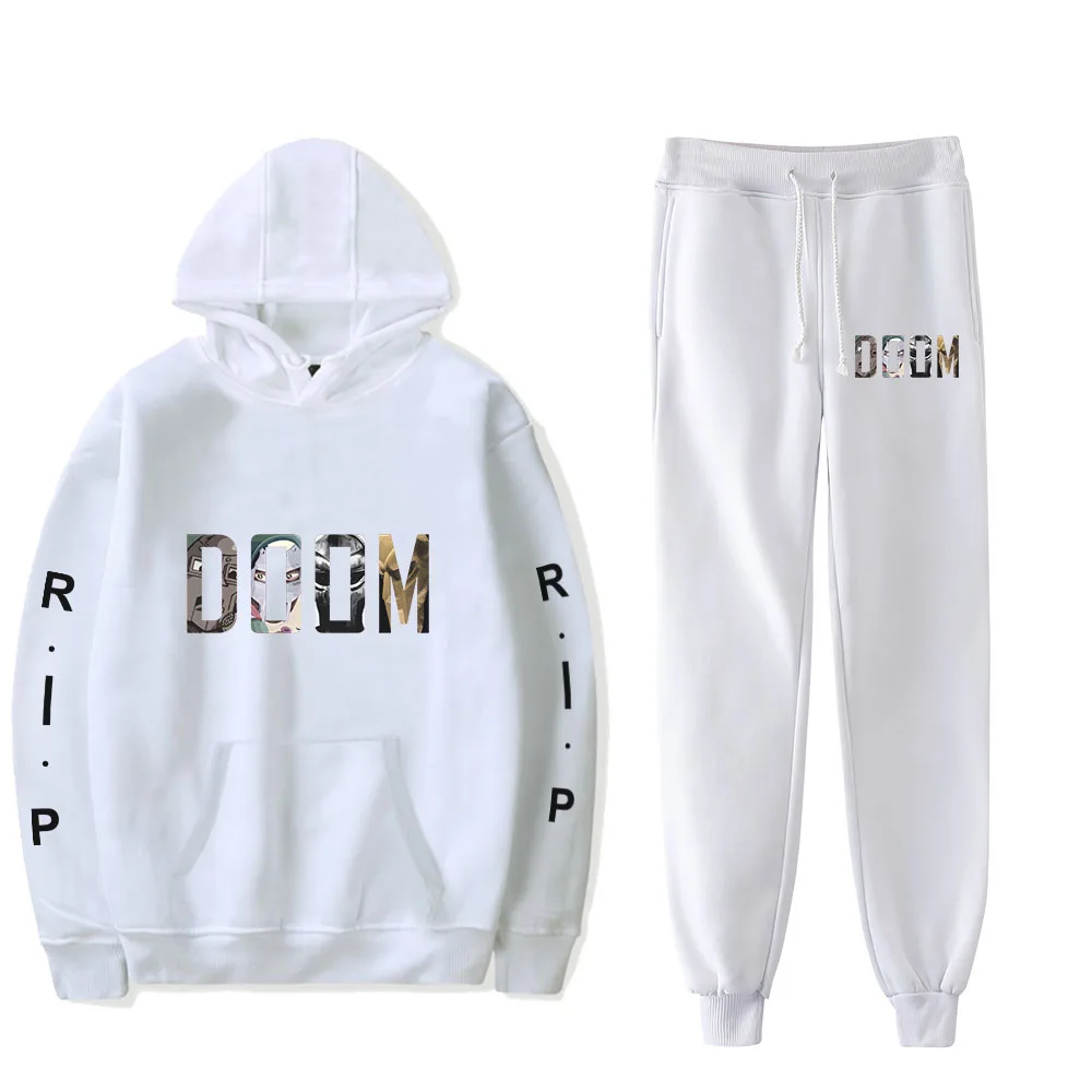 

MF DOOM Unisex Sweatshirt Unisex Two-piece Hoodie + Jogging Pants Fashion Streetwear American Rapper Hip Hop Clothes Set xxs-4xl