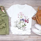 Женская летняя футболка с коротким рукавом, с цветочным принтом